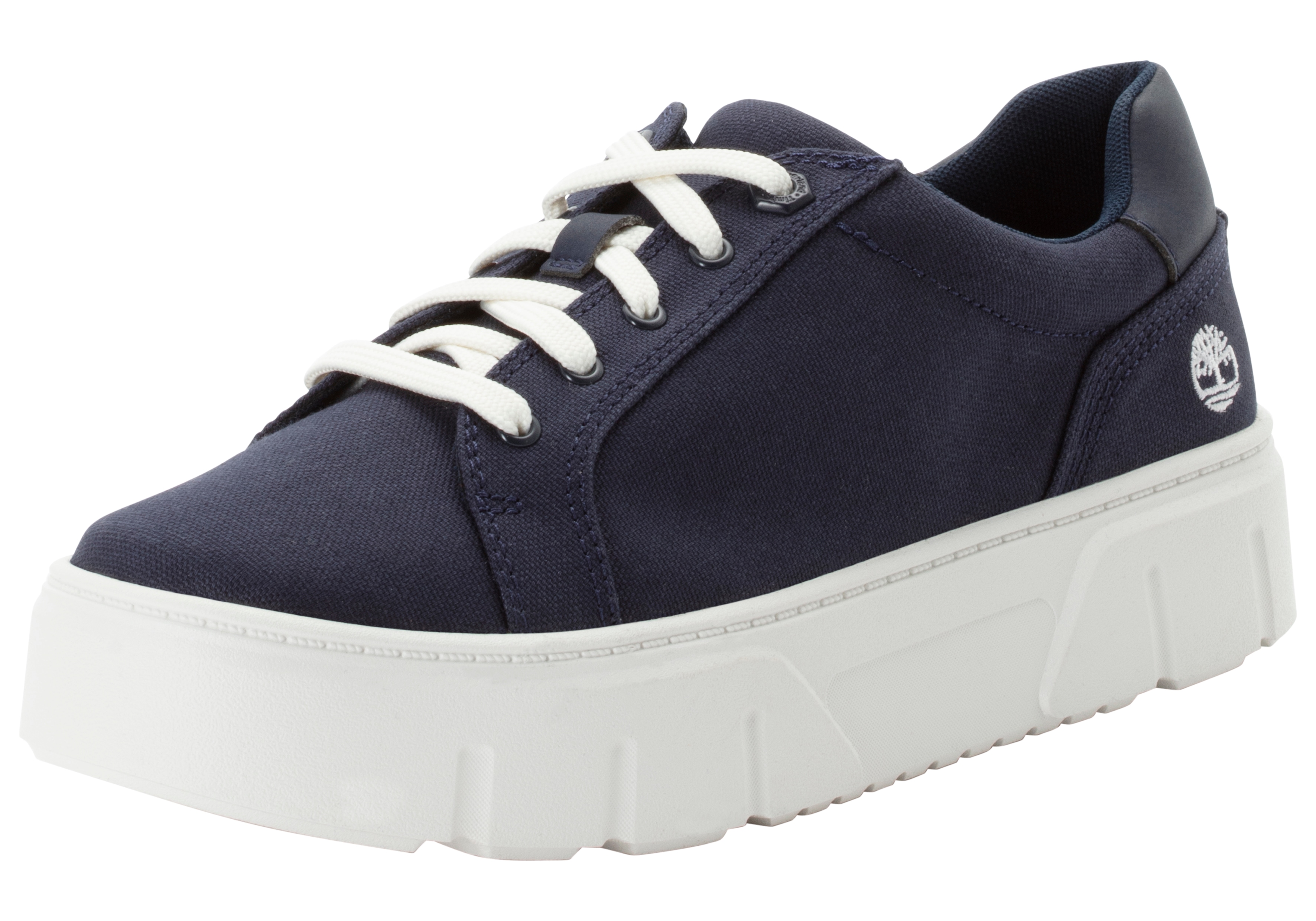 Sneaker TIMBERLAND "LAUREL COURT LOW LACE UP SNEAKER", Damen, Gr. 40, blau (navy canvas), Textil, Schuhe Sneaker