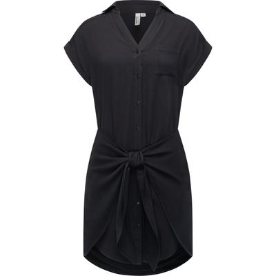 Blusenkleid RAGWEAR "Bahaya", Damen, Gr. S (36), Normalgrößen, schwarz, 100% Viskose, modisch, figurumspielend ca. Mitte Oberschenkel, V-Ausschnitt, Kurzarm weit Umschlagbund, Kleider, stylisches Damen Sommerkleid mit Bindeband Image