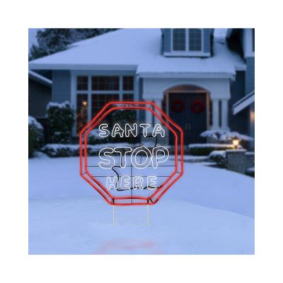 National Tree Company 44In Led Light Strip Santa Stop Here Sign