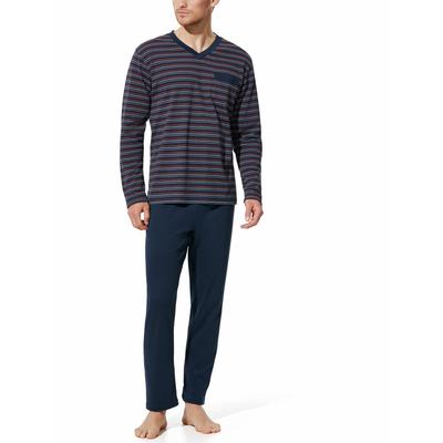 Walbusch Herren Wohlfühl Pyjama Easycare Blau gestreift Image