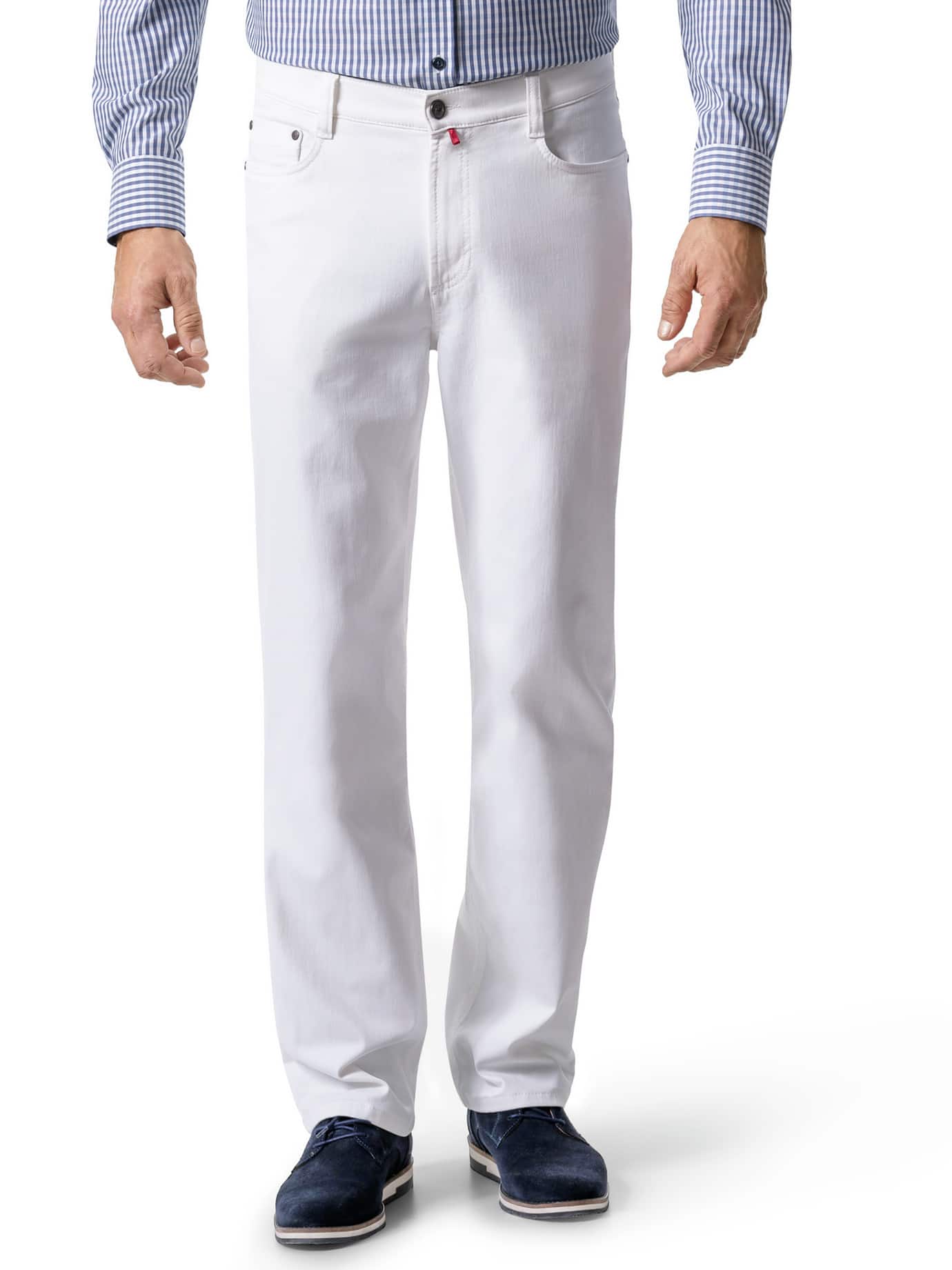 Walbusch Herren Bügelfrei Flex Jeanshose Comfort Fit Weiß