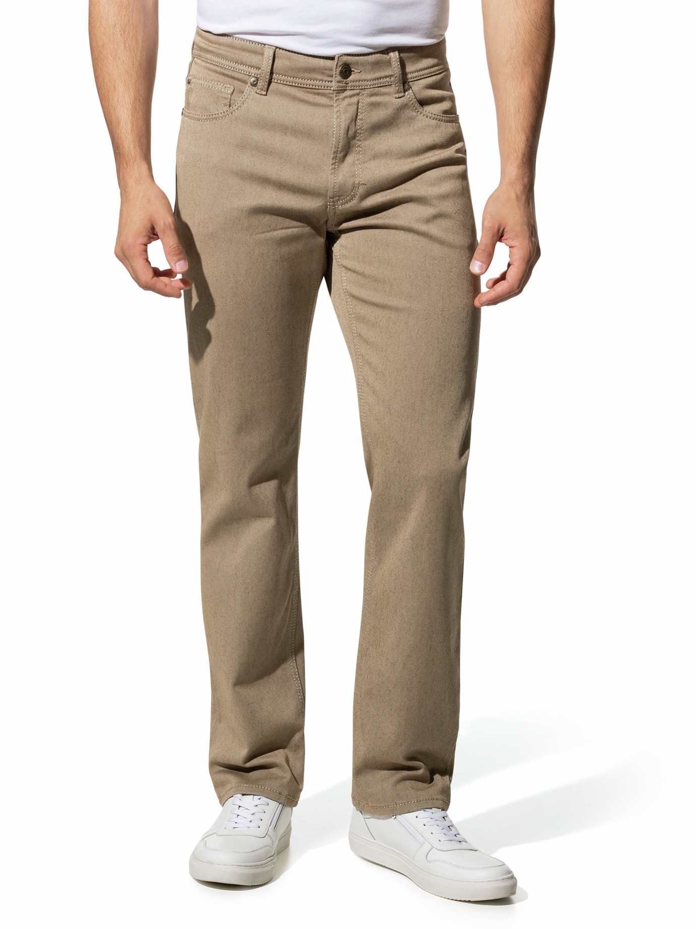 Walbusch Herren Jeans Hose Sattlerstich Beige