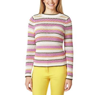 Walbusch Damen Pulli Strukturtupfen Weiß gestreift Image