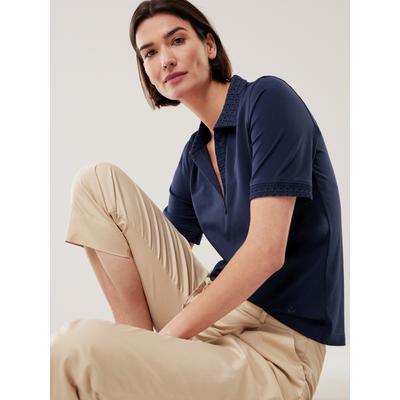 Walbusch Damen Polo Hemd Lochstickerei Blau Image