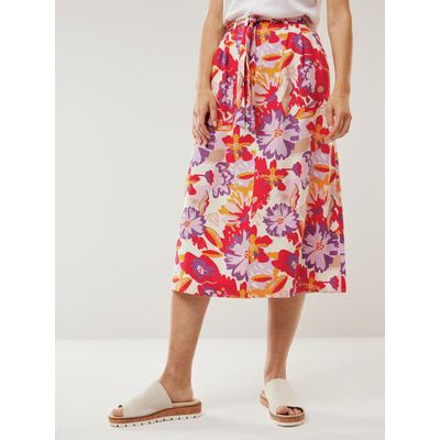 Walbusch Damen Midi Rock Leinenmix Rot bedruckt Image
