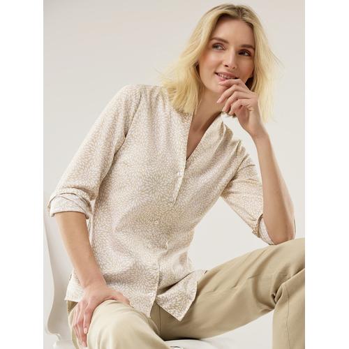 Walbusch Damen Bügelfrei-Bluse Kelchkragen Beige minimal