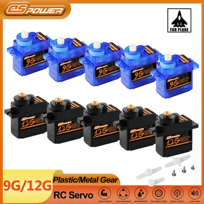 1/5pcs DSpower 9g 12g Metal/plastic Gear Mini Micro Servo Motor for RC Plane SG90 MG90S Helicopter