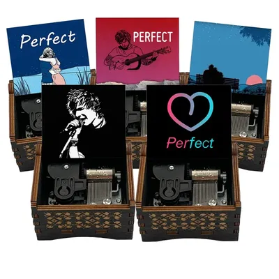 Wind Up Perfect Music Box Wooden Mechanical Movement Custom Singer Print Cute Girlfriend Wife