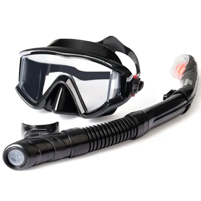 Snorkel Set Adult Professional Snorkeling Goggles Anti-Fog Diving Mask with Dry Top Snorkel, Pano 3