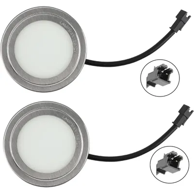 2-Pcs DC 12V 1.5W Range Hood Bulb with SM Socket, Sturdy Stainless Steel Undercabinet Closet LED