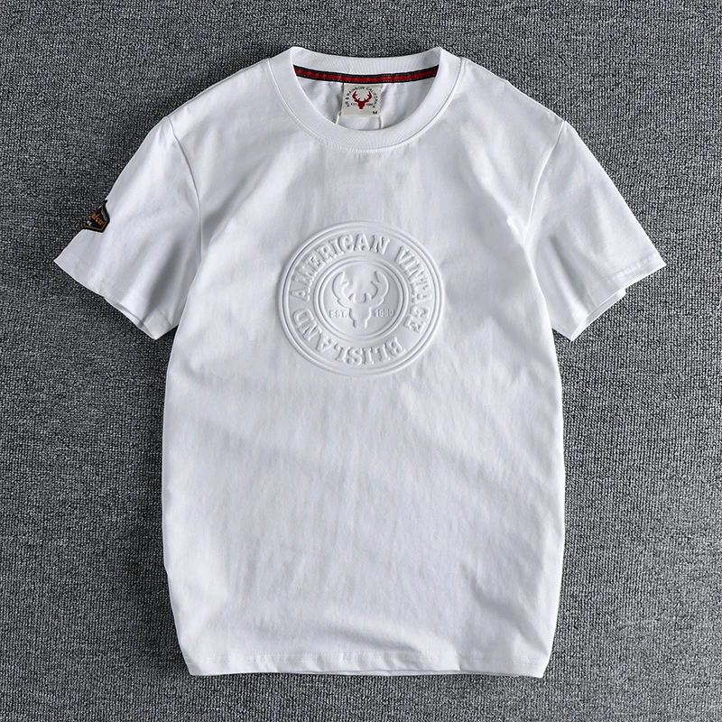 883 # 2024 Estate Nuovo Giapponese Retro Manica Corta O-Collo 3D Lettera Stampata T-Shirt Moda uomo 100% Cotone Lavato Casual Magliette E Camicette