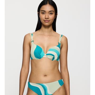 Bügel-Bikini-Top TRIUMPH "Summer Mix & Match WP 02 pt", Damen, Gr. 36, Cup D, blau (blau, light combination), Microfaser, Obermaterial: 80% Polyamid, 20% Elasthan, modisch, Bikini-Oberteile, gefüttert, Zierringe, Doppelträger vorn Image