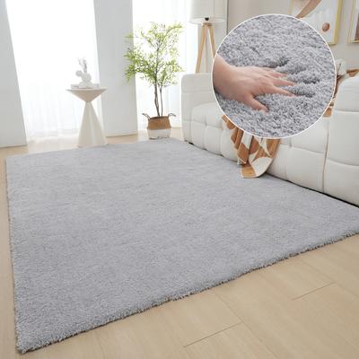 Hochflor-Teppich MY HOME "Microfaser Teppich Magong, besonders weich, sehr feiner Flor" Gr. 2, grau (hellgrau), B:80cm H:25mm L:150cm, Kunstfaser, Teppiche, uni, Wohnzimmer, Schlafzimmer, Kinderzimmer, auch rund und als Läufer Image