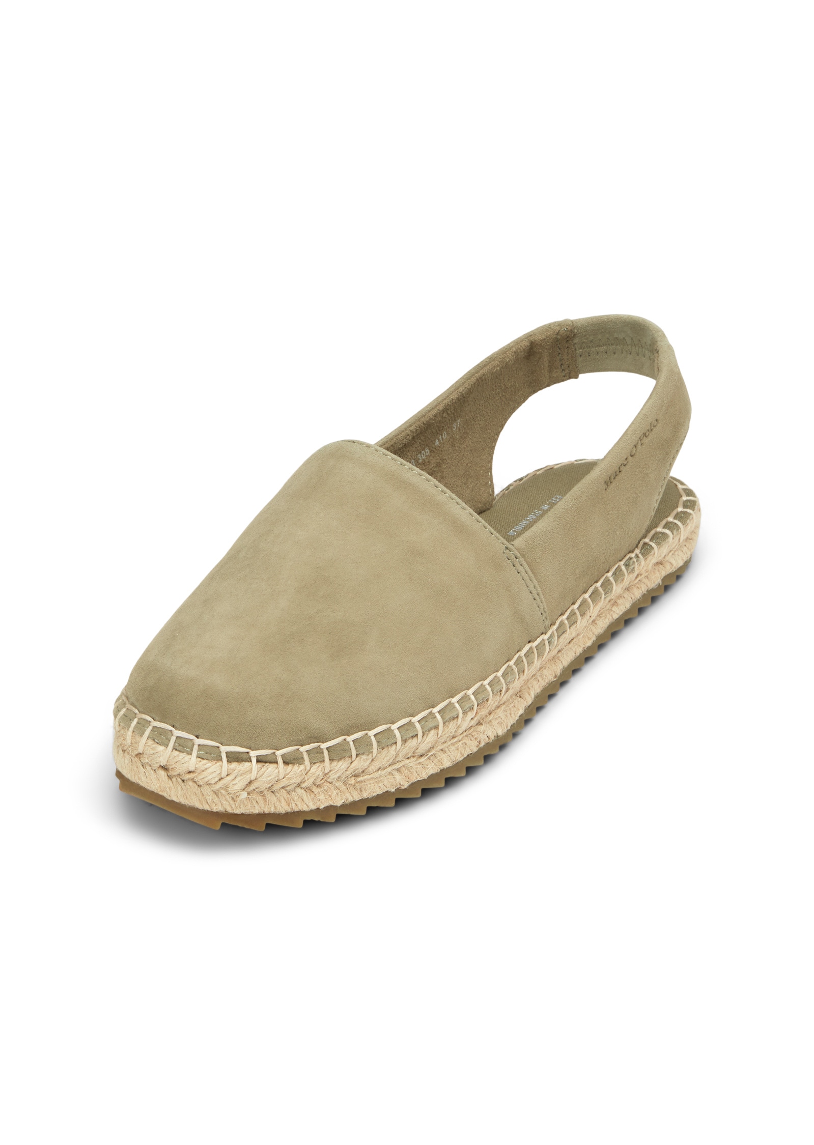 Espadrille MARC O'POLO "aus Suede-Ziegenleder", Damen, Gr. 36, grün (khaki), Obermaterial: 100% Leder (Ziege), unifarben, Schuhe Espadrille