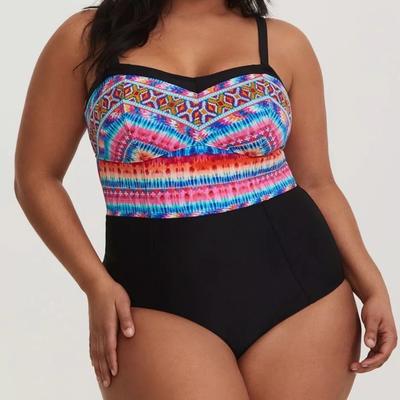 Torrid Swim | Torrid Plus Convertible Multicolor Vibrant Wireless 1 Pc Swimsuit 1 1x 14/16 | Color: Black/Red | Size: 16