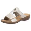 Pantolette RIEKER, Damen, Gr. 42, beige (creme), Lederimitat, metallic, casual, Schuhe, Sommerschuh, Strandschuh, Klettschuh mit Perforation, Topseller