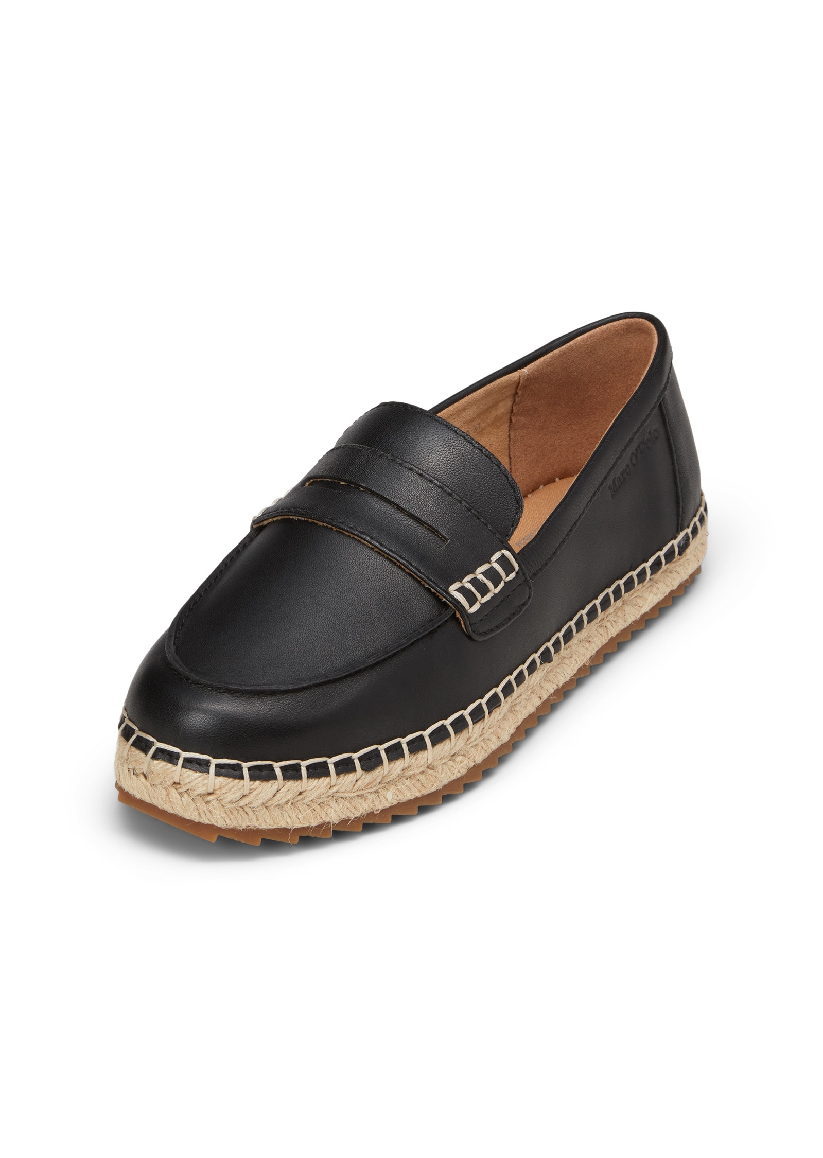 Espadrille MARC O'POLO "aus weichem Ziegenleder", Damen, Gr. 37, schwarz, Obermaterial: 100% Leder (Ziege), unifarben, Schuhe Espadrille
