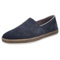 Slipper RIEKER, Herren, Gr. 44, blau (nachtblau), Veloursleder, unifarben, casual, Schuhe, Schlupfschuh, Casual-Slipper, Mokassin mit Perforation