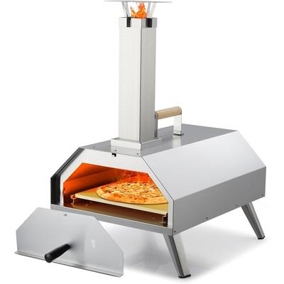 12”Pizza Ovens,Portable Wood Fired Pizza Stove with Built-in Thermometer