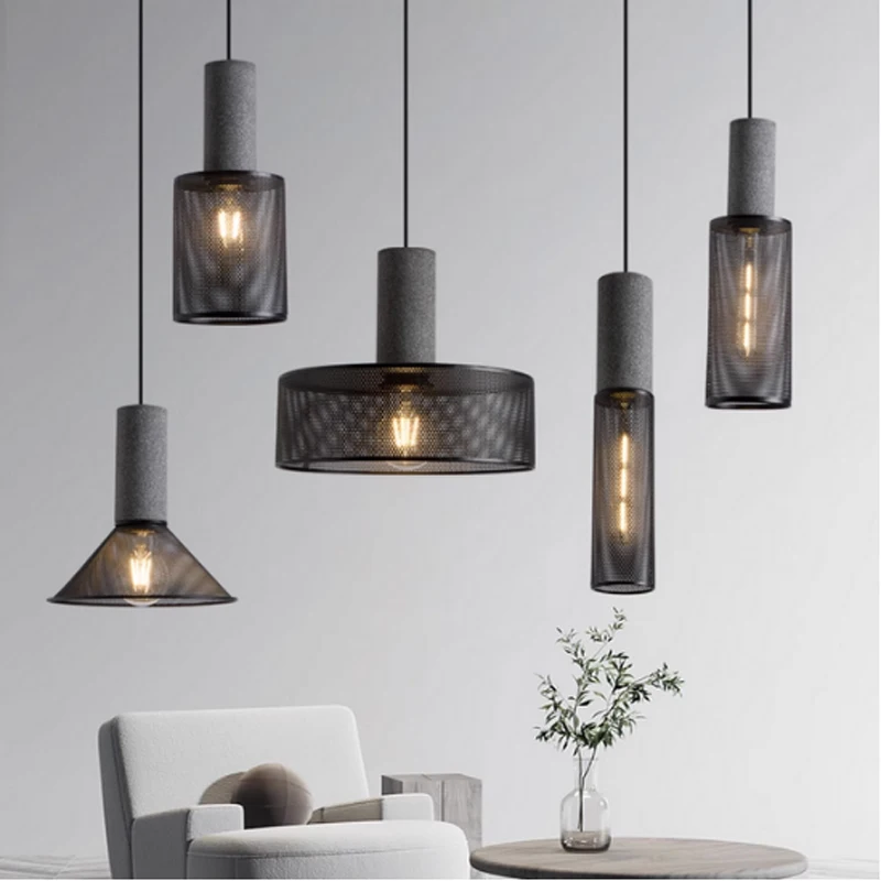 Industrielle Loft Zement Pendel leuchten für Restaurant Gang Schmiedeeisen Lampen schirm E27 LED Vintage Suspension Kronleuchter Lichter deckenleuchte deko wohnzimmer wohnzimmerlampe dekoration zu