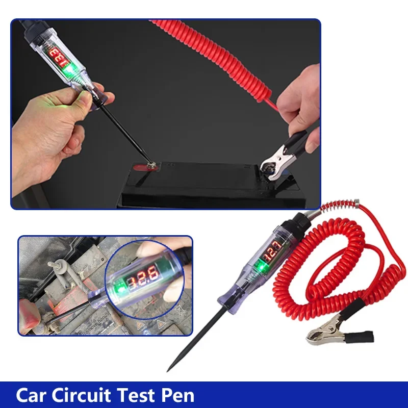 Auto Lkw Spannung Hohe Qualität Circuit-Tester 6V 12V 24V DC Digital Display Lange Sonde Test stift Automobil Diagnose Werkzeuge Image