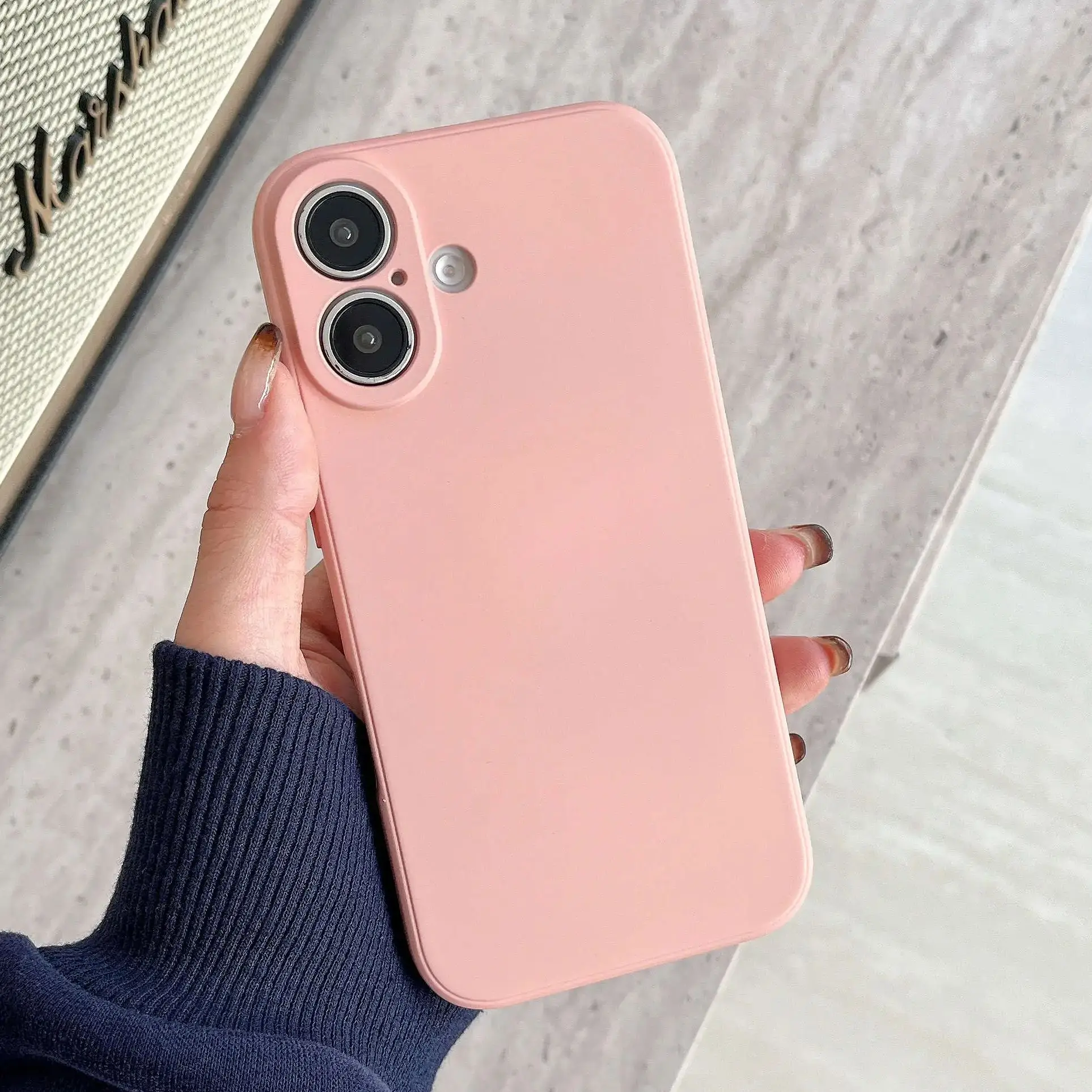 Flüssige Silikon-Stoßstangenhülle mit geradem Rahmen für iPhone 16 E 15 14 13 12 Mini 11 Pro Max Plus Frosted Candy Protection Cover Capa Image