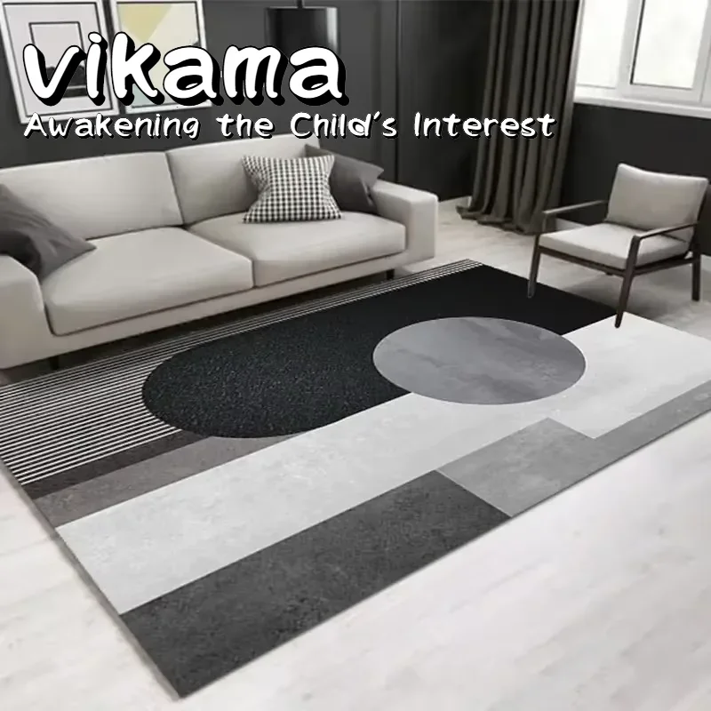 VIKAMA Neuer skandinavischer leichter Luxusteppich für Schlafzimmer, bequem, rutschfest, weich, hautfreundlich, kompletter Heimdekorationsteppich Image