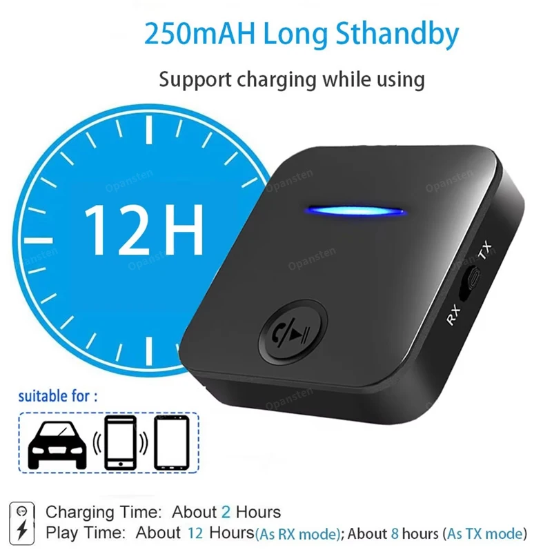 Bluetooth 5,0 Empfänger Sender 3,5mm Aux Jack Stereo Freis prec heinrich tung Audio Musik Wireless Adapter mit Mikrofon für Auto PC TV Kopfhörer Image