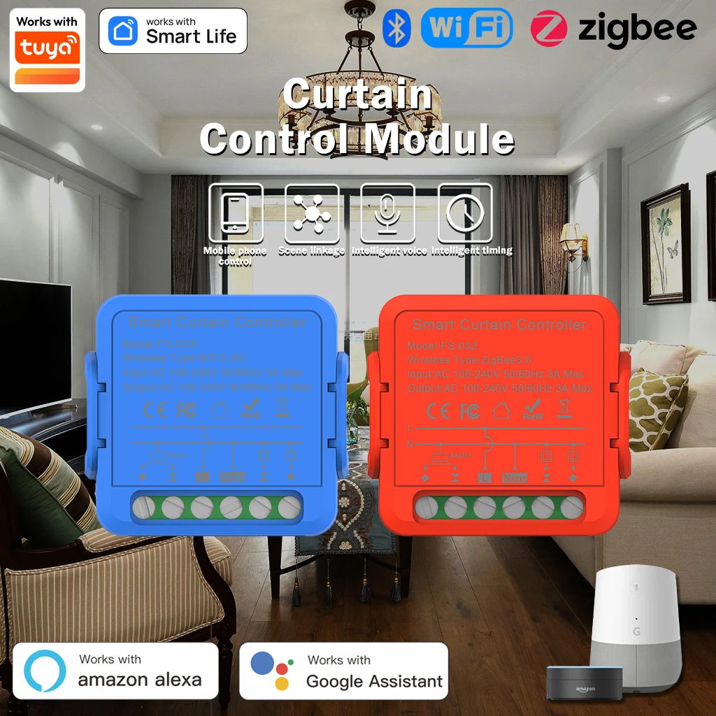 Tuya WiFI Zigbee Smart Vorhang Schalter Modul 3A für Rollo Shutter Elektromotor Timing Stimme Arbeit mit Alexa Google Hause