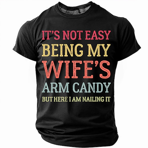 Herren Lustiges Grafik T-Shirt - Ehefrau's Arm Candy Ehemann Humor Kurzarm T-Shirt Image