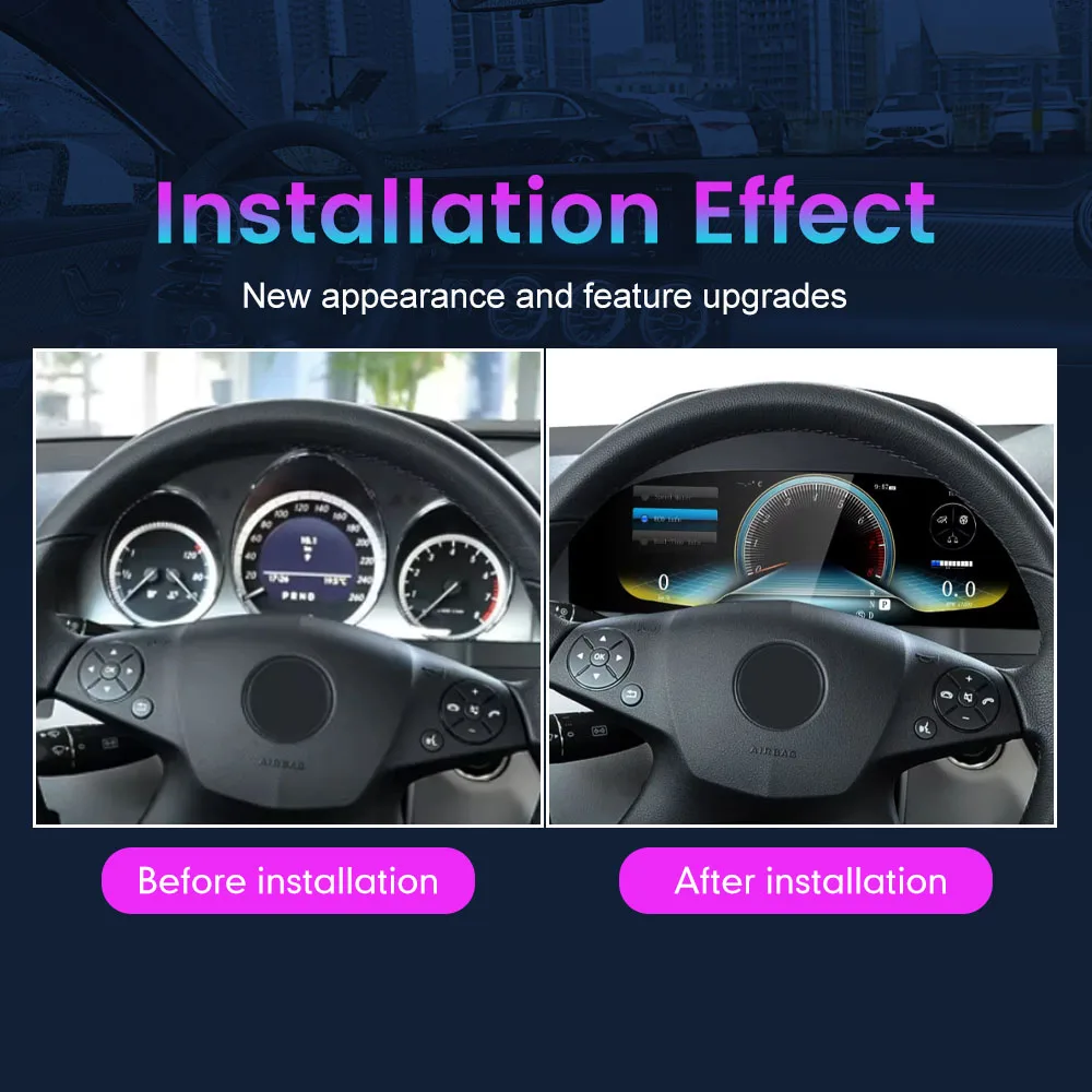 12,3" LCD Digital Dashboard Cluster für Mercedes Benz C W204 NTG4.0 2008-2011 Virtuelles Instrumententafel Tachometer Meter Upgrade Image