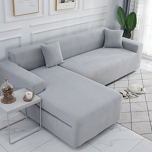 Elastischer Sofabezug aus Jacquard-Stoff, Stretch-Couchbezug, L-förmige Sofa-Schonbezug, Eckbezug für Wohnzimmer, 1/2/3/4 Sitze Image