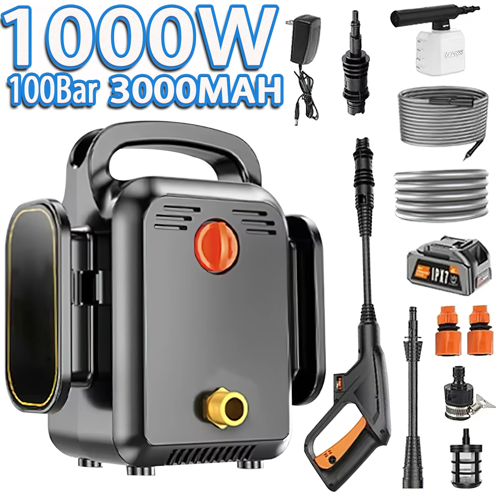 100bar Hochspannungs-Auto waschmaschine drahtlose Reinigung Wasser pistole Werkzeug pumpe Haushalts garten multifunktion ale Reinigungs werkzeuge Image