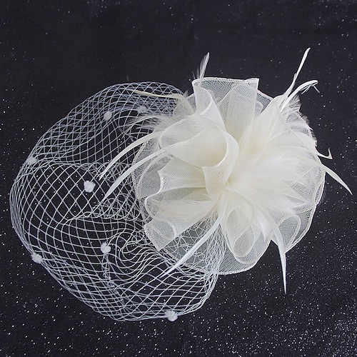 Fascinator Polyester Fedora-Hut Schlapphut Schleierhut Hochzeit Teegesellschaft Kentucky Derby Pferderennen Damentag Elegant Vintage Einfach Mit Feder Mini Punkte Kopfschmuck Kopfbedeckung Image