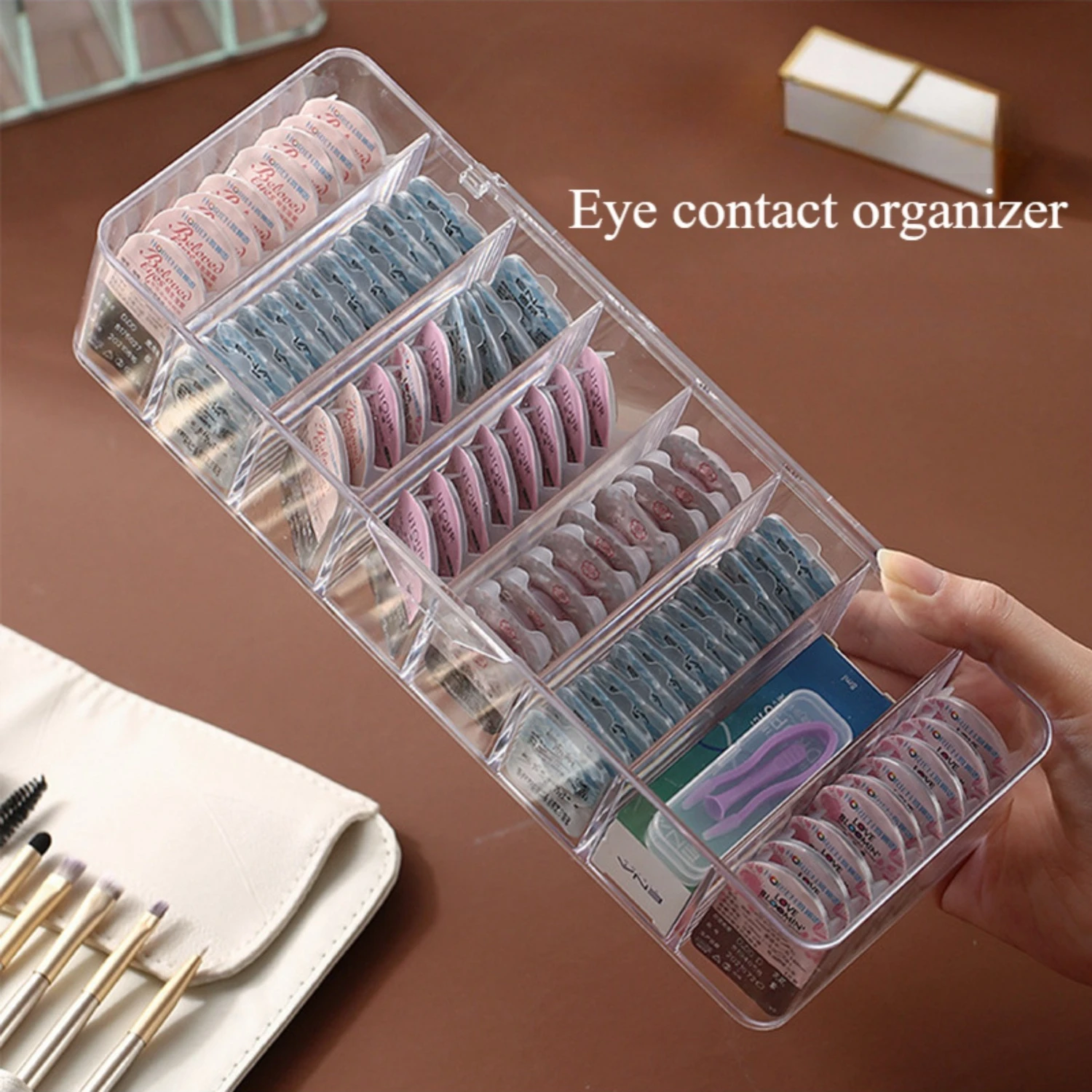 Staubdichter Kontaktlinsen-Organizer mit großer Kapazität, tägliches Einweg-Aufbewahrungsregal für Kontaktlinsen, mehrere Paar tragbare Reiseboxen Image