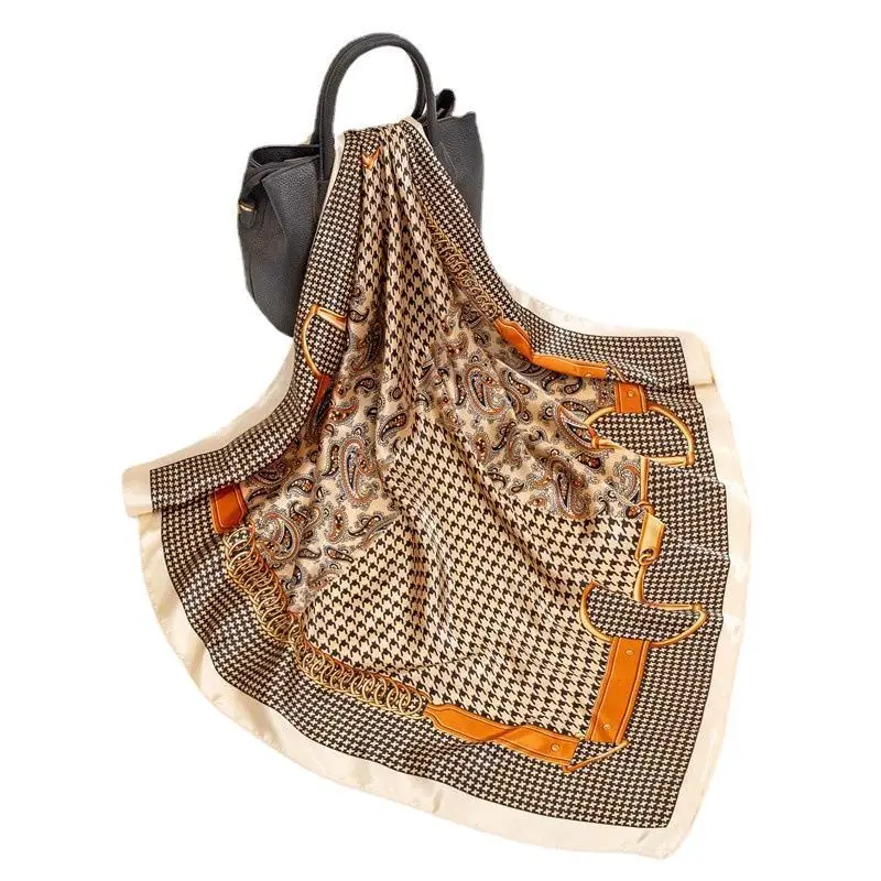 Frauen Seide Schal Mode Haar Schal Seide Satin Halstuch Frau Haar Krawatten Stirnband Haar Ornament Weibliche Bandana Tasche Schals Image