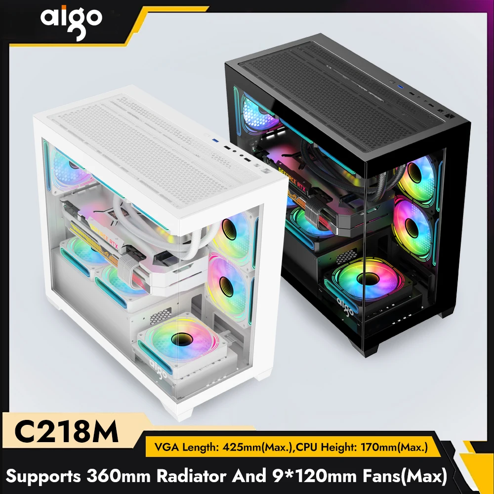 Das PC-Gehäuse Aigo C218M unterstützt 360° wassergekühltes M-ATX/ITX-Gehäuse mit Sea View Room 270 ° Vollansicht ohne Säule Desktop-Computergehäuse Image