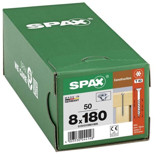 SPAX Holzbauschrauben T40 Senkkopf WIROX 8 x 180 mm 50 Stück Image