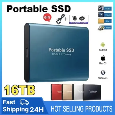 Portable SSD 16TB High Speed External Hard Drive USB 3.0 Type-C Interface Hard Disk Solid State