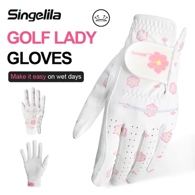 New Korean Printed Flower Sports Women's Gloves, High Quality Golf Gloves, Palm Non-slip Silicone