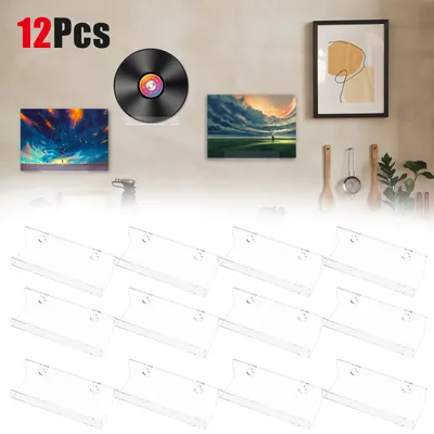 12Pcs Transparent Acrylic Record CD Storage Rack Vinyl Record Display Stand Shelf Living Room Decor