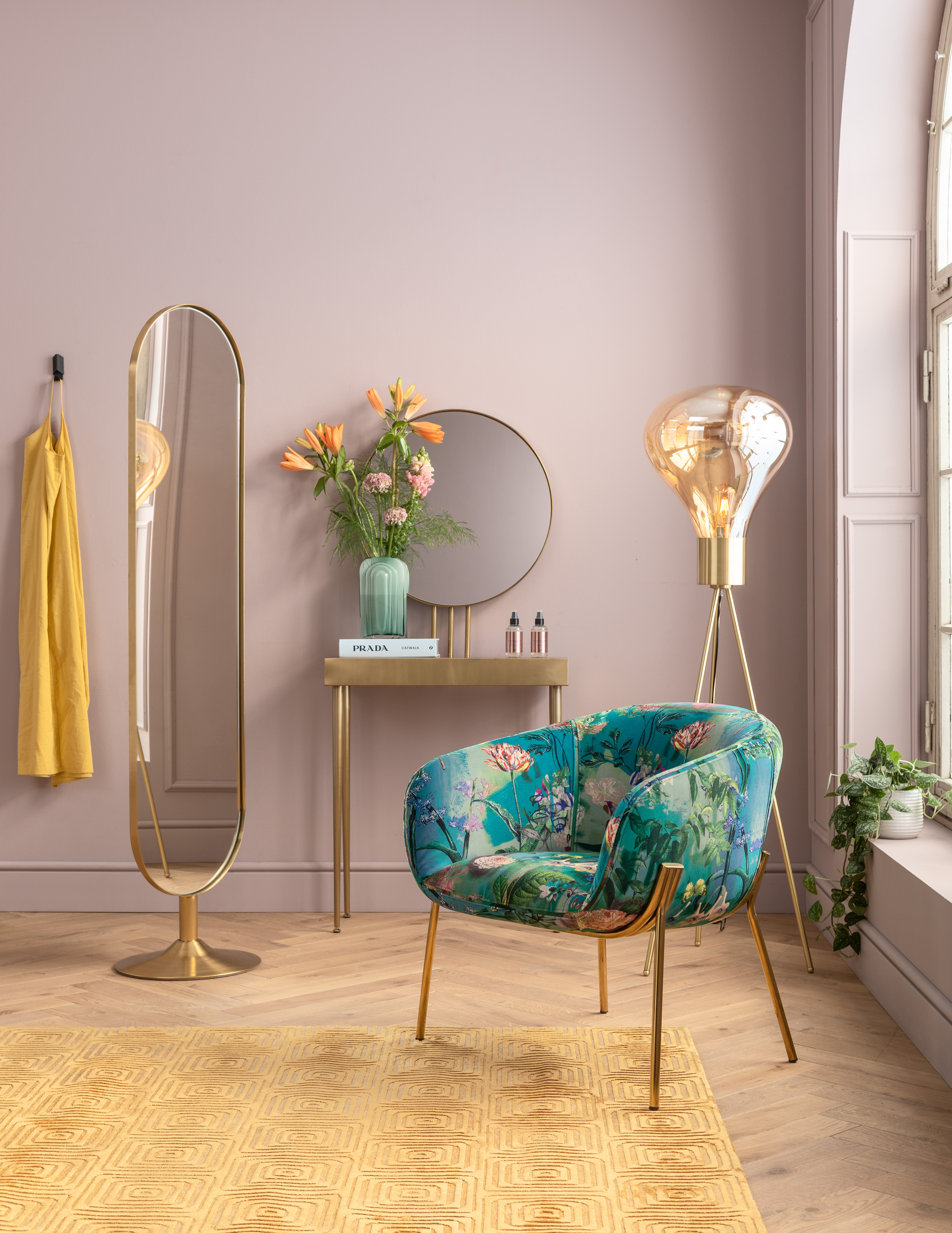 Wandspiegel KARE DESIGN "Standspiegel Curve Brass 40x170cm", gold (goldfarben), B:38cm H:172cm T:38cm, Glas, Spiegel, Wandspiegel