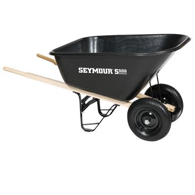 Seymour Midwest S500 DuraLite Industrial 10 Cu. Ft. Poly Wheelbarrow with Hardwood Handles and 16" 2-Ply Tires with Ball Bearings 85765