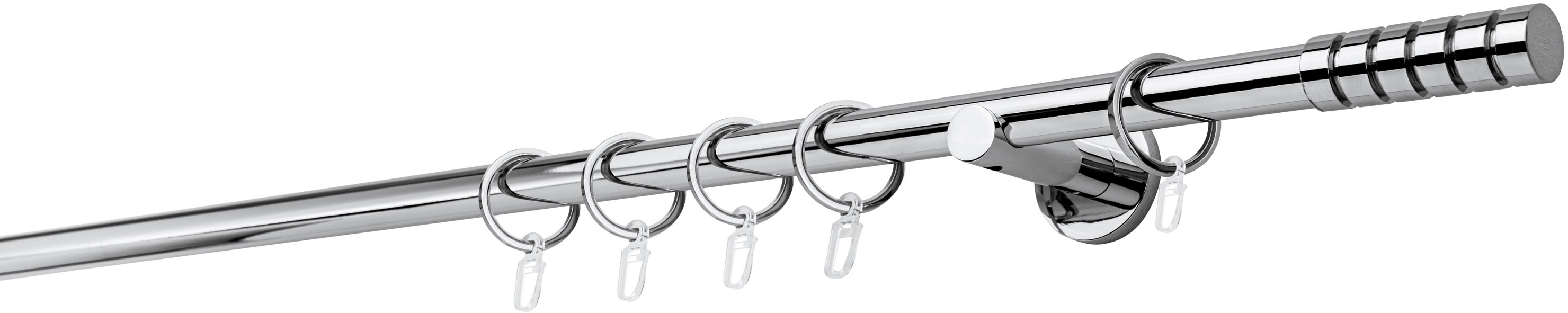 Gardinenstange MYDECO "20mm Rillcube Wandträger 6,5 cm", grau (chromfarben), L:120cm, Gardinenstangen Image