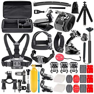 TEMU 50pcs Action Camera Accessory Kit For Hero11/10/9, Dji , Includes Head Mount, Chest Harness, Suction Cup, Selfie Stick, And More - Customizable Set Without Battery Or Electronic Components Image