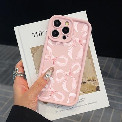 TEMU A Pink Phone Case, Stylish And Trendy, Offers Good Protection, With A Bow Pattern For Iphone, A Great Gift For Yourself, Family, Or . Image