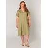 Tunikakleid BASE LEVEL CURVY "Yacinthe", Damen, Gr. 50, N-Gr, soft army, Web, Obermaterial: 55% Leinen, 45% Viskose, casual, gerade knielang, Serafino, Kurzarm, Kleider, Sommerkleid mit Leinen