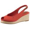 Keilsandalette TOMMY HILFIGER "FLAG MID WEDGE ESPAD SLINGBACK", Damen, Gr. 39, rot (coralle), Textil, Leder, modisch, Schuhe, Plateau, Sommerschuh, Riemchensandale mit verstellbarer Schnalle