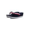 Dianette TOMMY HILFIGER "TH CORPORATE WEDGE BEACH SANDAL", Damen, Gr. 42, bunt (blau, rot, weiß), Textil, modisch, Schuhe, Keilabsatz, Sommerschuh, Zehentrenner mit gestreiften Bandagen