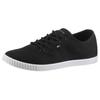 Sneaker TOMMY HILFIGER "CANVAS LACE UP SNEAKER", Damen, Gr. 40, schwarz, Baumwolle, unifarben, sportlich, Schuhe, Freizeitschuh, Halbschuh, Schnürschuh mit gestickter Logoflagge